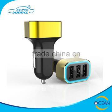 High Quality 5.2A 3 USB Electric Car Charger with LED Working Light CE FCC RoHS