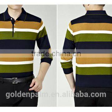 Men Long Sleeve Stripe Performance Polo Shirt photo-2