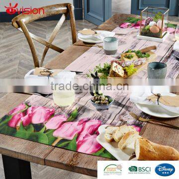 tulip digital print Table runner decoration ,mat place,four pcs set,BSCI factory