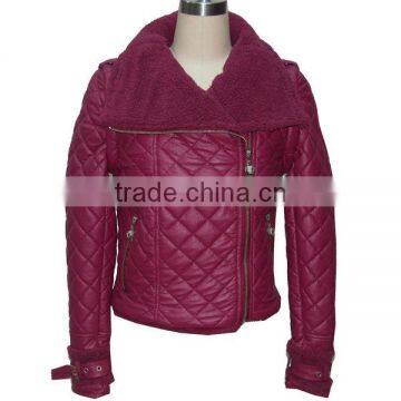 Quilted PU leather jacket, coat for women