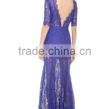 GZY 2015 Wholesale Cheap High Slit Lace Evening Dress photo-3