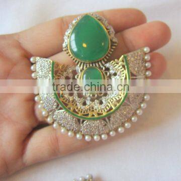 Sterling Silver Green Gemstone Dangler EARRING Pair photo-2