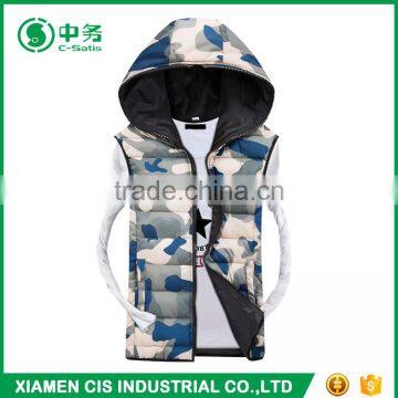 Latest Product Fujian Brand Mens Winter Camo Padded Down Vest With Hood photo-2
