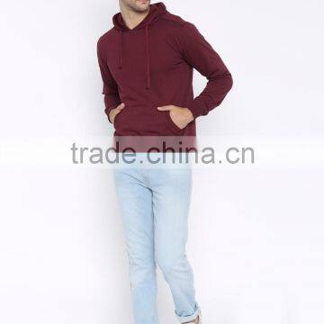 Men Maroon Solid Pullover Sweatshirt Custom 300 Grams Cotton Material Hoodies Long Sleeves Kangaroo Pocket Male Casual Outwear photo-5