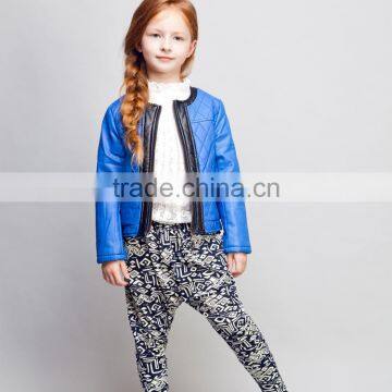 COOL KID ZONE stock wholesale girl coat children bule pu jacket coat