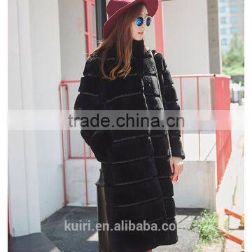 Fashion Show Style Rex Rabbit Fur Coat Women Very Long Rex Rabbit Fur Jacket Winter Fur Big Size