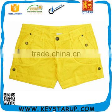 Ladies Light Yellow Slim Skin-friednly Cargo Shorts