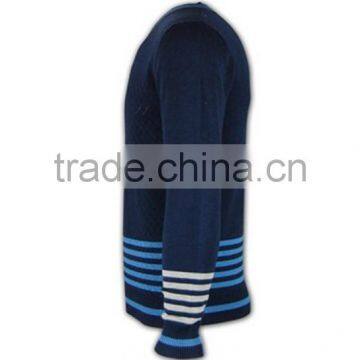 ISO9001/BSCI Manufature Popular Navy Blue Fitted Pullover Cardigan Sweater