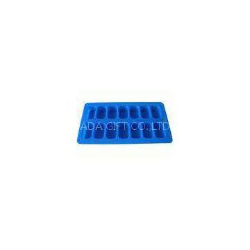 Blue Silicone Ice Tray With 14 Holes Small Rectangle , FDA / LFGB Standard