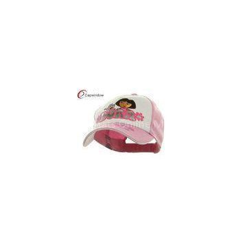 Cotton Childrens Baseball Caps , White Pink Dora Baseball Cap