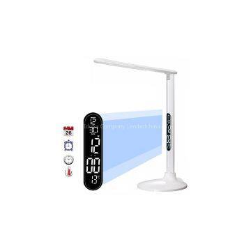 Modern Table Lamp Desk Lamp  6W LED with LCD Screen, 3 Lighting Mode, 5-Level  Touch Control Dimmer, Built-In Clock, Calendar, Thermometer - Black/White