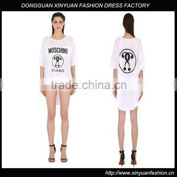 Latest fashion women sexy white cotton t-shirt printing design for girls