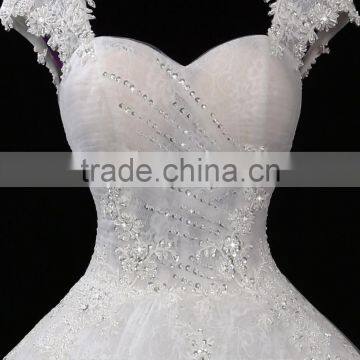 2017 New Design Real Picture Ball Gown Wedding Dress for Fat Women Classic Appliques Sequin Wedding Dress F11601 photo-3
