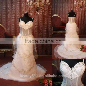 IN STOCK Spaghetti straps wedding dress sleeveless flower lace ball gown bridal dresses SW109