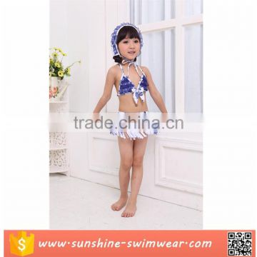 Purple Flowers-print Custom Toddler Bikini Little Girls Swimwear Models