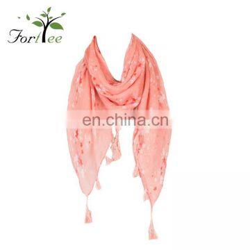 New design custom printed charming star pink lady pashmina hijab silk fashion scarf 2017