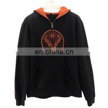 OEM custom fashion long sheeve black hoodie with digital printing logo factory manufacture