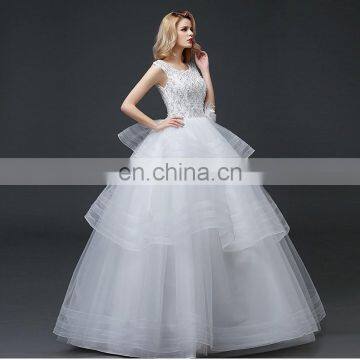 HS1601 Vintage Lace Applique Elegant White Ruched Tulle Wedding Dress 2017 photo-4