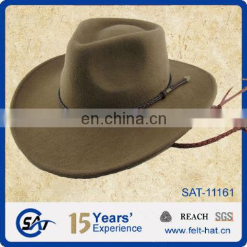 men's fashion 100% wool felt western camel Indiana Jones hat