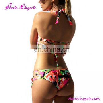 Wholesale No Moq Green Beach Open Beautiful Printed Woman Saxi Bikini photo-2