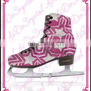 Aidocrystal high quality pink crystal ice skate shoes for women manufacture made in china