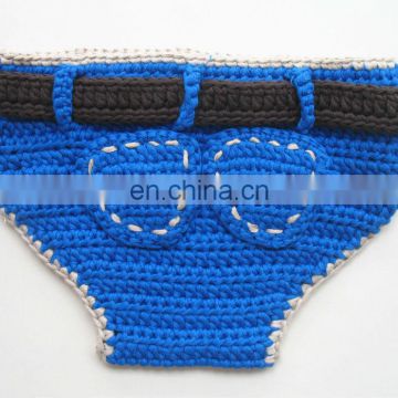 Crochet Blue Baby Bloomers,Knitted Baby Nappy Cover ,Newborn Baby Diaper