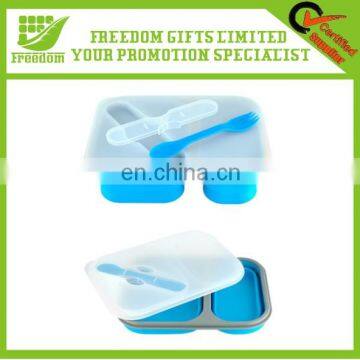 2014 New Design Collapsible Folding Silicone Lunch Box