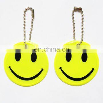 Promotional Gift Stock Items Warning Sign Type Safty Children Protection Use Custom Pvc Reflective Emoji Keychain