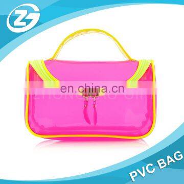 Manufacture Custom Shaped Fashionable Cheap Waterproof Transparent Brand Handle Bulk Multifunction PVC Zipper Makeup Bag photo-2