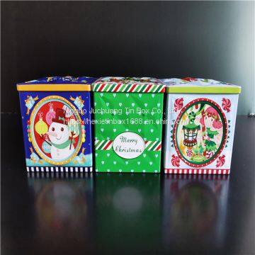 Cosmetic Box Square Cookie Tins Blue & Red