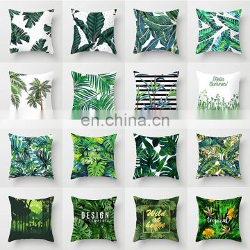 Wholesale Tropical leaves cotton linen printed throw pillows covers for couch home decor cushion case sofa pillow