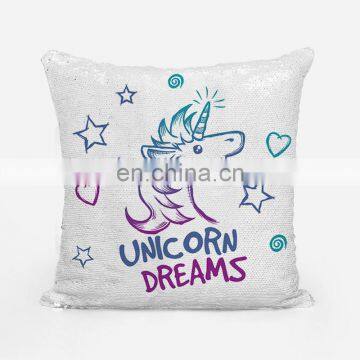 Hot Sale Custom Fabric Cushion Cover Beautiful Travel Mermaid Sequin Pillow Unicorn Custom Pillow Magic Sequin Emoji Pillow photo-2
