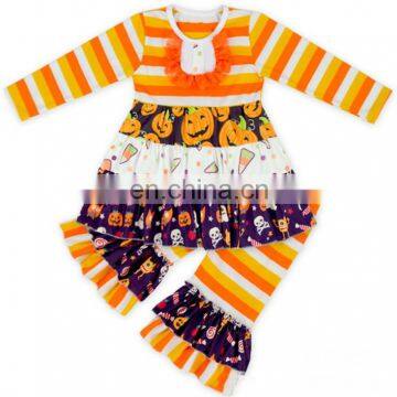 2018 Kids Clothes Set Stripe Halloween Ruffle Kids Girl Boutique Outfits