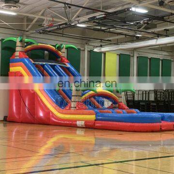 Double Lane Rainbow Palm Tree Water Slides Inflatable Tropical Water Slide For Children photo-4