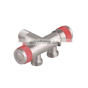 SS 304 Double Heads control  stainless steel Angle stop washing machine valve