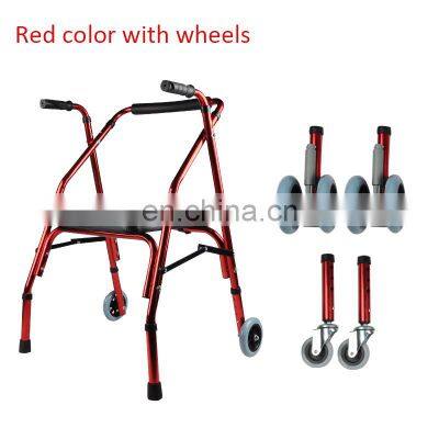 Quality Rollator Mobility Walking Aids Aluminum Sturdy Folding Walker for Disabled Medical Health Care Old People Outdoor