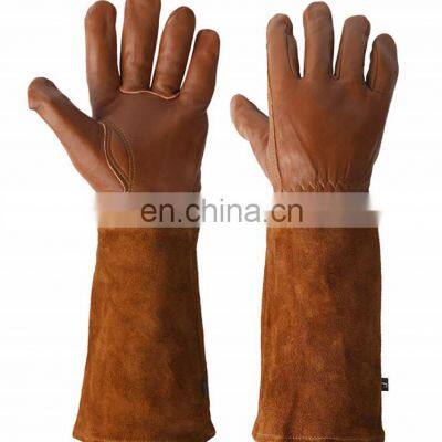 Men Women Long Forearm Gardening Gauntlet Rose Flower Pruning Protection Anti Cut Proof Hand Work Driving Leather Garden Gloves