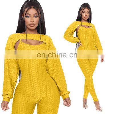 Производитель осуществляет индивидуальную настройку для бренда. Весенне-осенняя женская трикосочетанная джакардная спортивная костюм с длинными рукавами, модная, повседневная, для полных женщин. photo-3