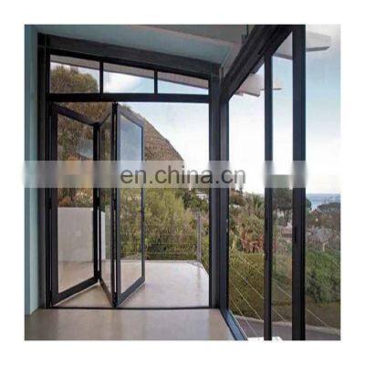 Double glass cheap aluminum bi folding accordion door with double glass