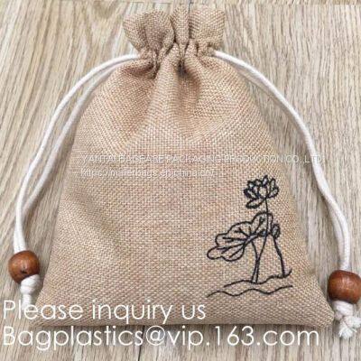 Drawstring Jute Bag Burlap Shopping Bag New Style Small Colorful Plaid Drawstring Bag,Personalised Small Hemp Jute Draws photo-4
