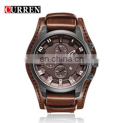 Curren 8225 Mens Watch Leather Strap Quartz Watch Drop Shipping Military Sport Waterproof Wristwatches relojes hombre