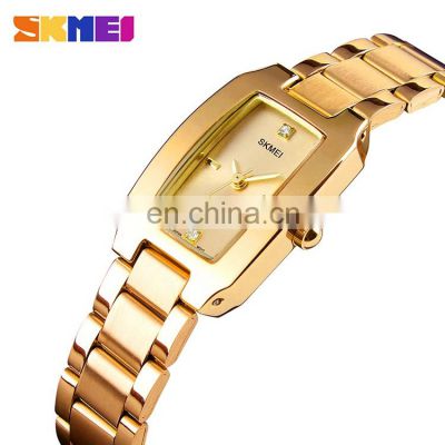 SKMEI 1400 Ladies Gold Quartz Watch  Thin Sliver Watches Casual Dress Luxury Pretty Lady Watch