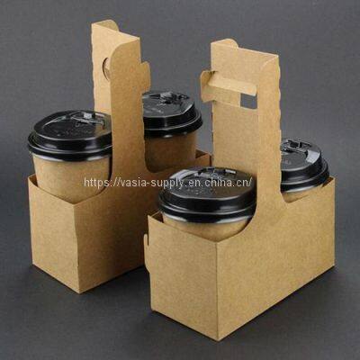Customized take away hot drink cardboard Disposable Paper Cup and lid Holder manufacturers
