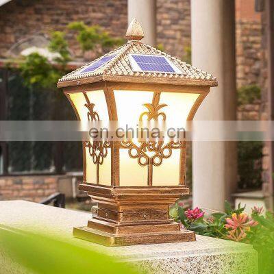 Garden Aluminium European Square Die Casting Farmhouse Garden Outdoor Lamp LED Mini Solar Pillar Light