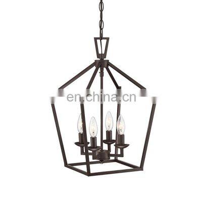 American Retro Iron Industrial Four-Head Chandelier Modern Minimalist Living Room Study Counter Restaurant Hanging Light