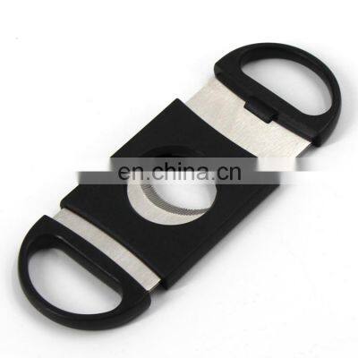 Wholesale Plastic Stainless Steel Double Blade Free Logo Toothing Serration Hackly Zigzag Sawtooth Wave Jagged Cigar Cutter photo-3