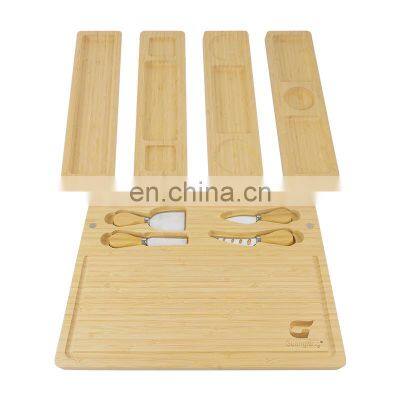 Natural Bamboo Rectangle Large Custom Cheese Board With Magnet Tray