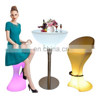 stools bar chairs /Time Modern PE Plastic Shell Material Outdoor Furniture LED Light Glowing Bar Led Chair