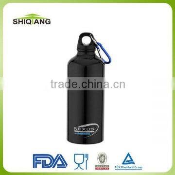 500ml straight shape sport aluminium travel water bottles with carabiner lid