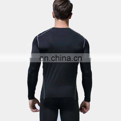 Gym Compression Shirts Quick Dry Long Sleeve Men Factory Sales Bodybuilding Tops 70polyester 30spandex photo-2